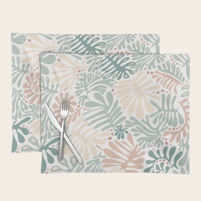 Matisse leaves pattern modern minimalistic pastel crayon soft colors Placemat Gallery Image 1