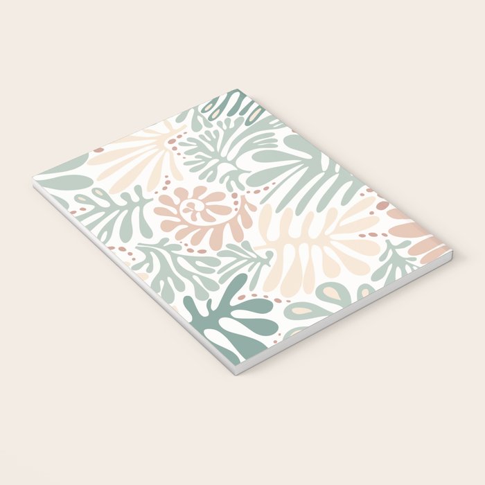 Matisse leaves pattern modern minimalistic pastel crayon soft colors Notebook Gallery Image 3
