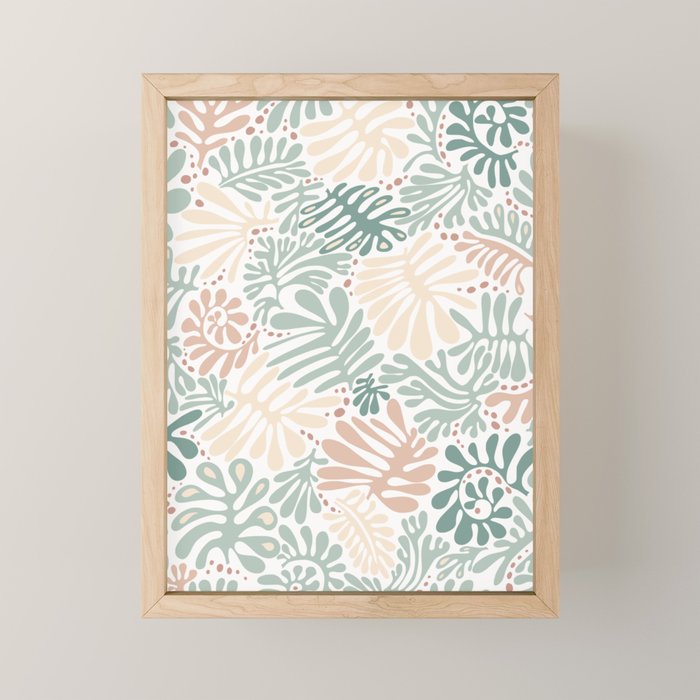 Matisse leaves pattern modern minimalistic pastel crayon soft colors Mini Art Print Gallery Image 1