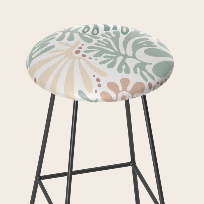 Matisse leaves pattern modern minimalistic pastel crayon soft colors Stool Gallery Image 2