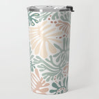 Matisse leaves pattern modern minimalistic pastel crayon soft colors Travel Mug Gallery Image 2