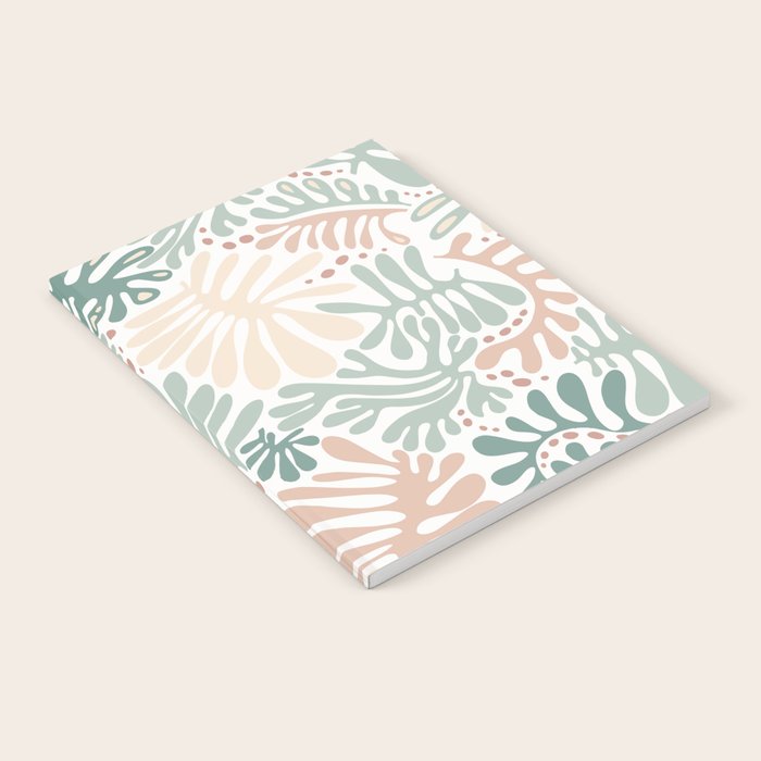 Matisse leaves pattern modern minimalistic pastel crayon soft colors Notebook Gallery Image 2