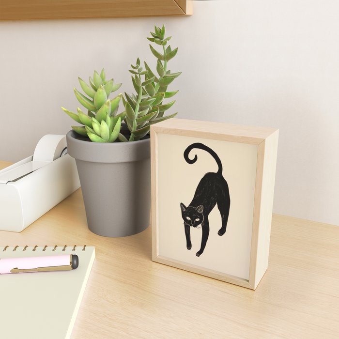 Black Cat Portrait in Matisse Style Mini Art Print Gallery Image 2