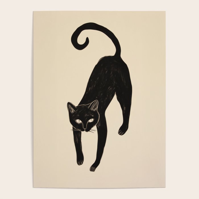 Black Cat Portrait in Matisse Style Poster Gallery Image 1