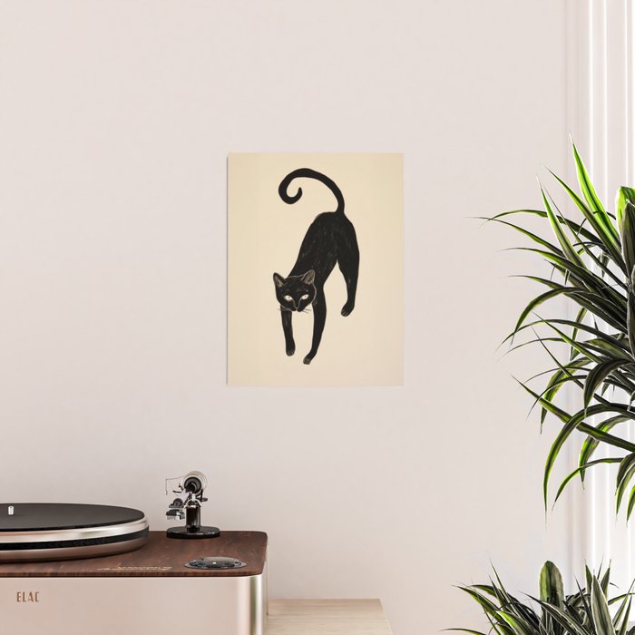 Black Cat Portrait in Matisse Style Poster Gallery Image 2