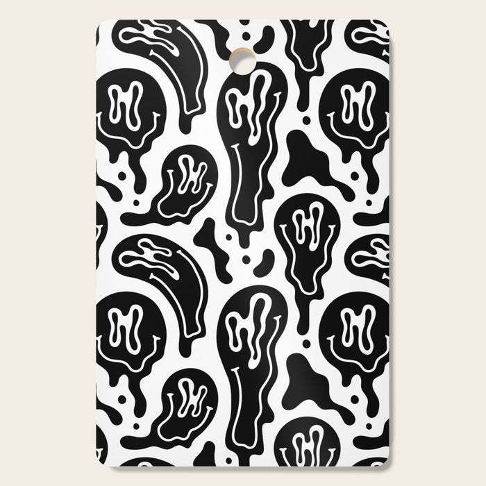 Black and white melted happy face pattern Cutting Board Gallery Image 1