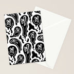 Black and white melted happy face pattern Stationery Card Gallery Image 2