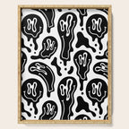 Black and white melted happy face pattern Serving Tray Gallery Image 1