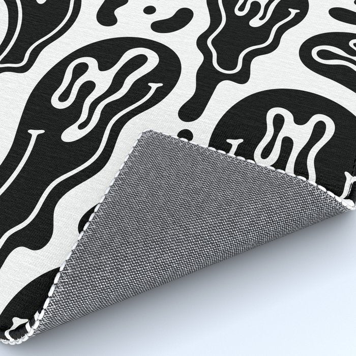Black and white melted happy face pattern Rug Gallery Image 4