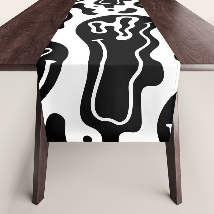 Black and white melted happy face pattern Table Runner Gallery Image 1
