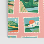 Vintage nature landscape postage stamp sticker pattern Poster Gallery Image 3