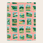 Vintage nature landscape postage stamp sticker pattern Poster Gallery Image 4