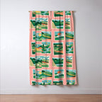Vintage nature landscape postage stamp sticker pattern Window Curtain Gallery Image 3