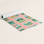 Vintage nature landscape postage stamp sticker pattern Yoga Mat Gallery Image 2