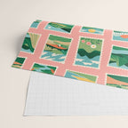Vintage nature landscape postage stamp sticker pattern Wrapping Paper Gallery Image 2