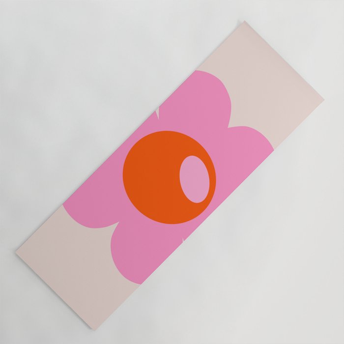 La Fleur | 05 - Abstract Retro Flower Print Pink Orange And Neutral Boho Decor Modern Floral Yoga Mat Gallery Image 1