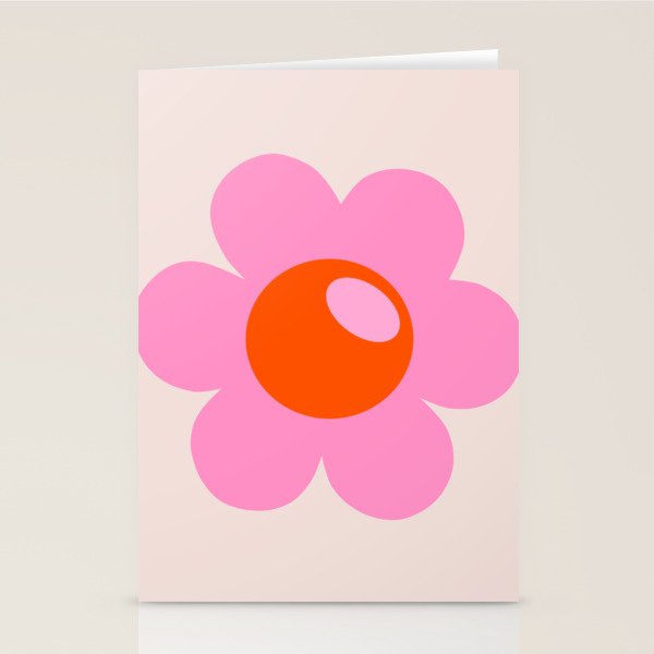 La Fleur | 05 - Abstract Retro Flower Print Pink Orange And Neutral Boho Decor Modern Floral Stationery Card Gallery Image 2