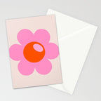 La Fleur | 05 - Abstract Retro Flower Print Pink Orange And Neutral Boho Decor Modern Floral Stationery Card Gallery Image 2
