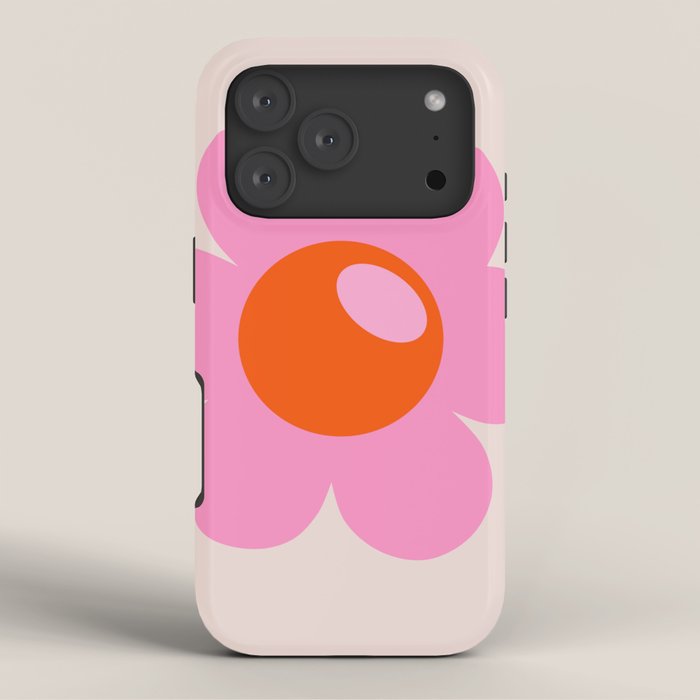 La Fleur | 05 - Abstract Retro Flower Print Pink Orange And Neutral Boho Decor Modern Floral iPhone Case Gallery Image 3