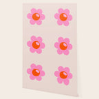 La Fleur | 05 - Abstract Retro Flower Print Pink Orange And Neutral Boho Decor Modern Floral Wallpaper Gallery Image 2