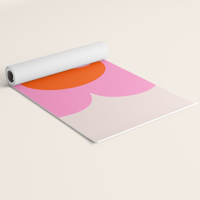 La Fleur | 05 - Abstract Retro Flower Print Pink Orange And Neutral Boho Decor Modern Floral Yoga Mat Gallery Image 2