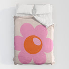 La Fleur | 05 - Abstract Retro Flower Print Pink Orange And Neutral Boho Decor Modern Floral Duvet Cover Gallery Image 6