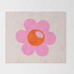 La Fleur | 05 - Abstract Retro Flower Print Pink Orange And Neutral Boho Decor Modern Floral Throw Blanket Gallery Image 2