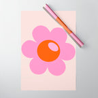 La Fleur | 05 - Abstract Retro Flower Print Pink Orange And Neutral Boho Decor Modern Floral Wrapping Paper Gallery Image 1
