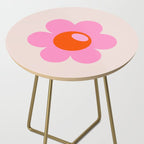 La Fleur | 05 - Abstract Retro Flower Print Pink Orange And Neutral Boho Decor Modern Floral Side Table Gallery Image 2