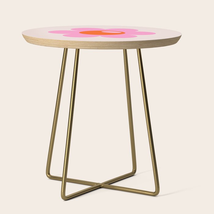La Fleur | 05 - Abstract Retro Flower Print Pink Orange And Neutral Boho Decor Modern Floral Side Table Gallery Image 1