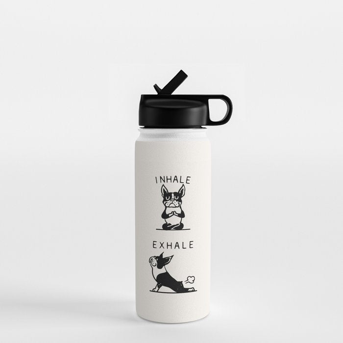 Inhale Exhale Boston Terrier Water Bottle Gallery Image 1