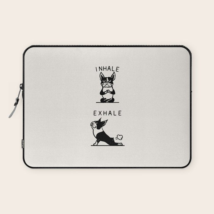 Inhale Exhale Boston Terrier Laptop Sleeve Gallery Image 1