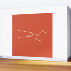 Taurus Zodiac Star Constellation Line Art Coral Red Wall Mural Gallery Image 2