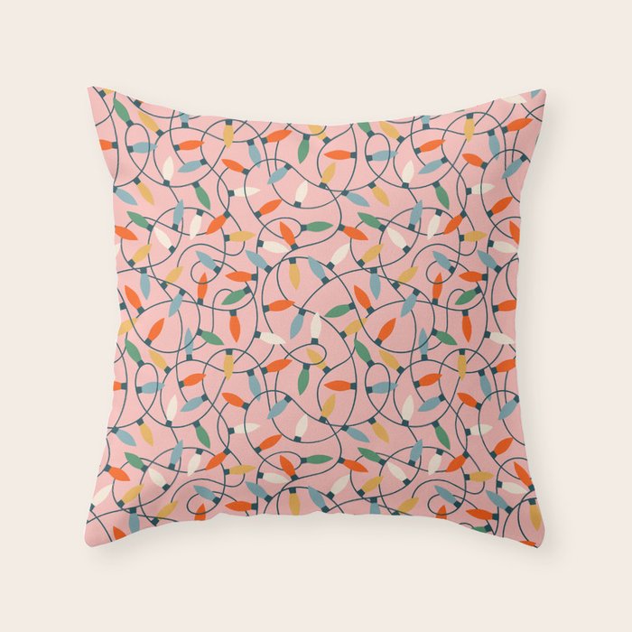 Vintage tangled christmas lights art pattern Throw Pillow Gallery Image 1