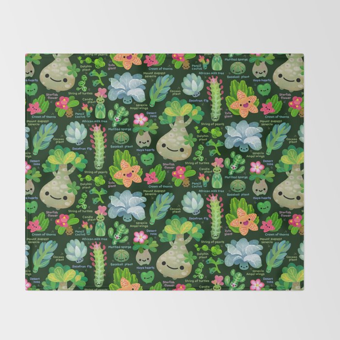 Baby succulent 4 - dark Throw Blanket Gallery Image 2