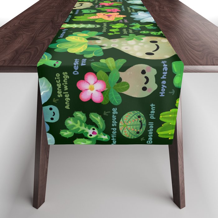 Baby succulent 4 - dark Table Runner Gallery Image 1