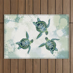 Swimming Together 3 - Sea Turtle  Outdoor Rug Gallery Image 1