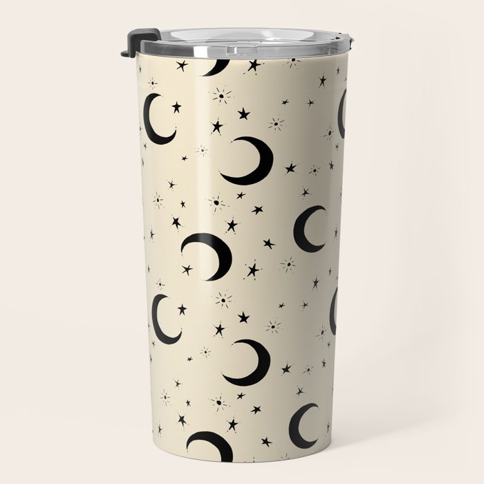 Goodnight Sky - black and cream  Travel Mug Gallery Image 3
