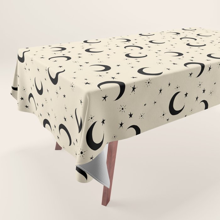 Goodnight Sky - black and cream  Tablecloth Gallery Image 1