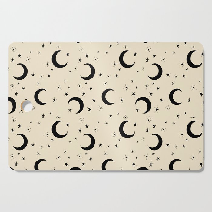 Goodnight Sky - black and cream  Cutting Board Gallery Image 1