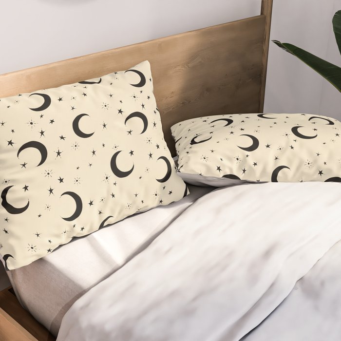 Goodnight Sky - black and cream  Pillow Sham Gallery Image 2