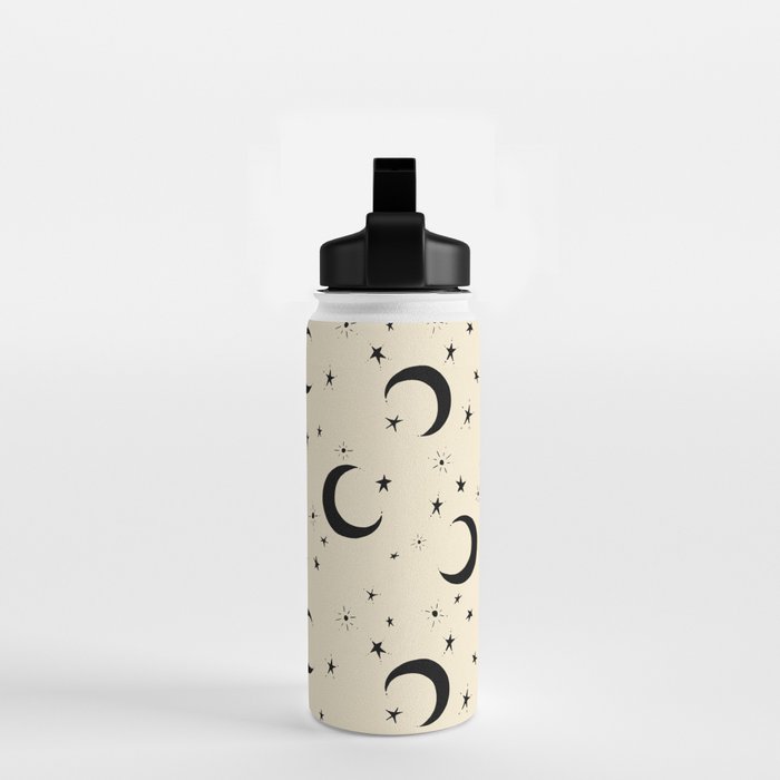 Goodnight Sky - black and cream  Water Bottle Gallery Image 2