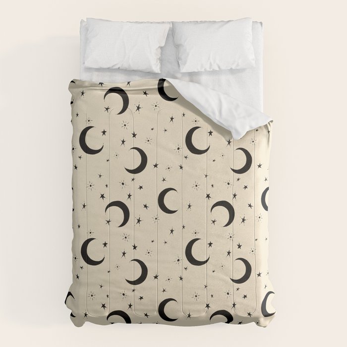 Goodnight Sky - black and cream  Comforter Gallery Image 1