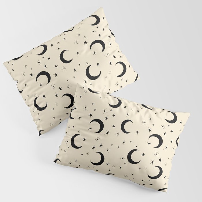 Goodnight Sky - black and cream  Pillow Sham Gallery Image 3