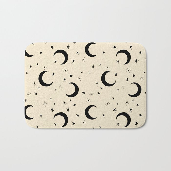 Goodnight Sky - black and cream  Bath Mat Gallery Image 1
