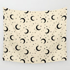 Goodnight Sky - black and cream  Wall Tapestry Gallery Image 4