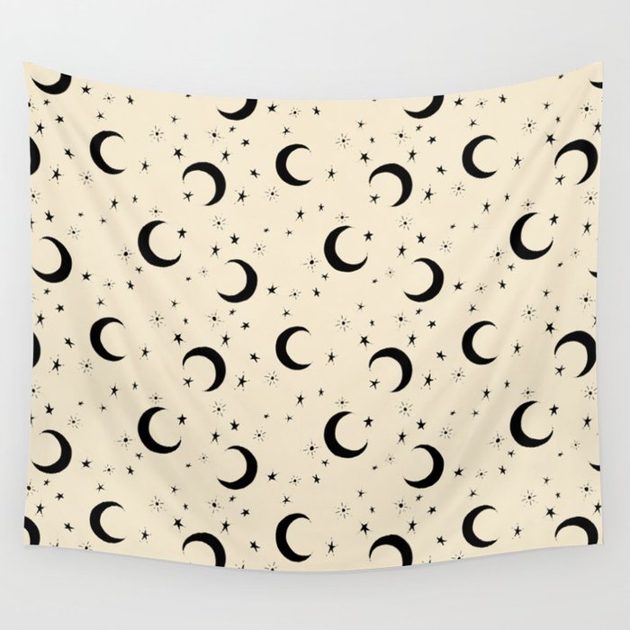 Goodnight Sky - black and cream  Wall Tapestry Gallery Image 4