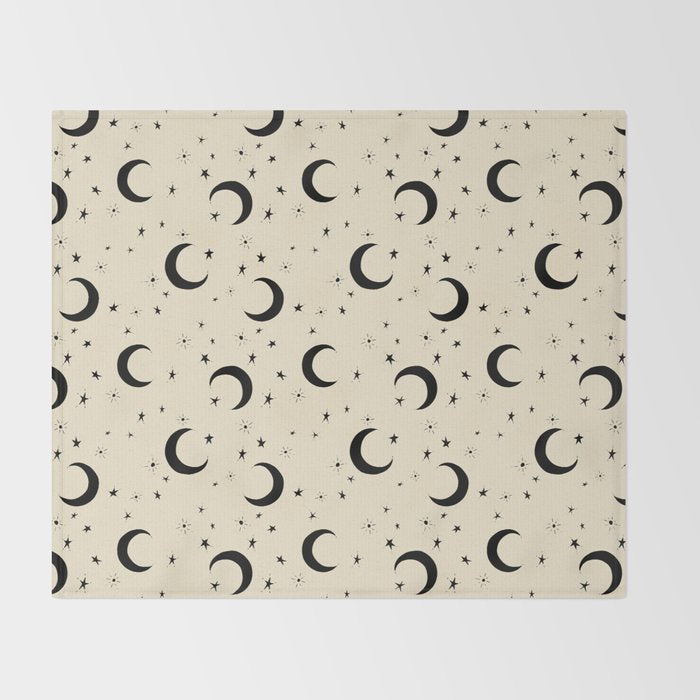 Goodnight Sky - black and cream  Throw Blanket Gallery Image 2