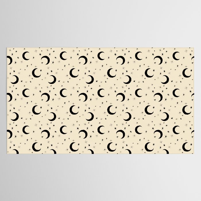 Goodnight Sky - black and cream  Tablecloth Gallery Image 2