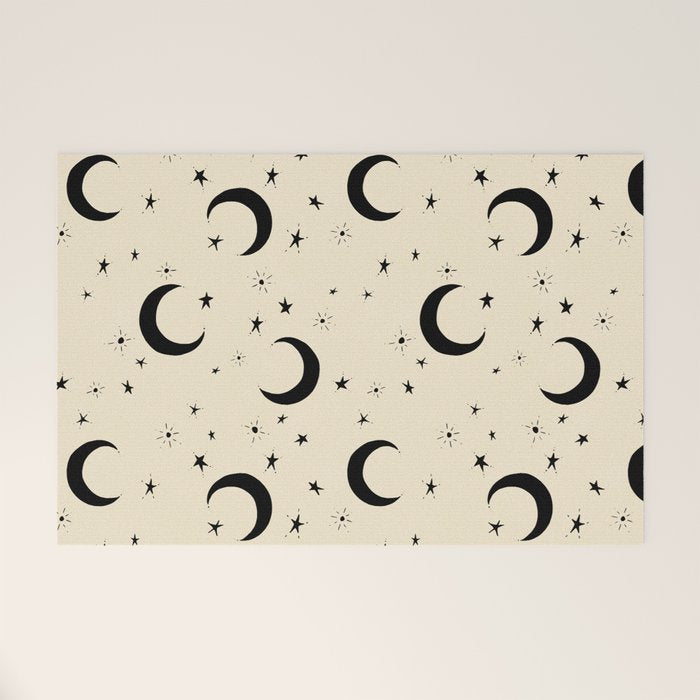 Goodnight Sky - black and cream  Welcome Mat Gallery Image 1